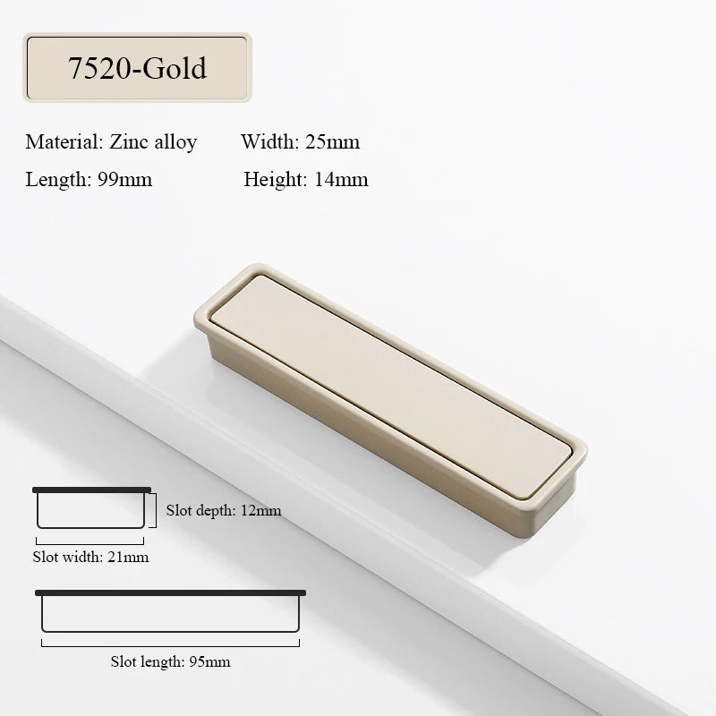 Modern Simple Embedded Kitchen Cabinet Handles Clamshell-type Hidden Handles Black Zinc Alloy Wardrobe Pulls Furniture handles