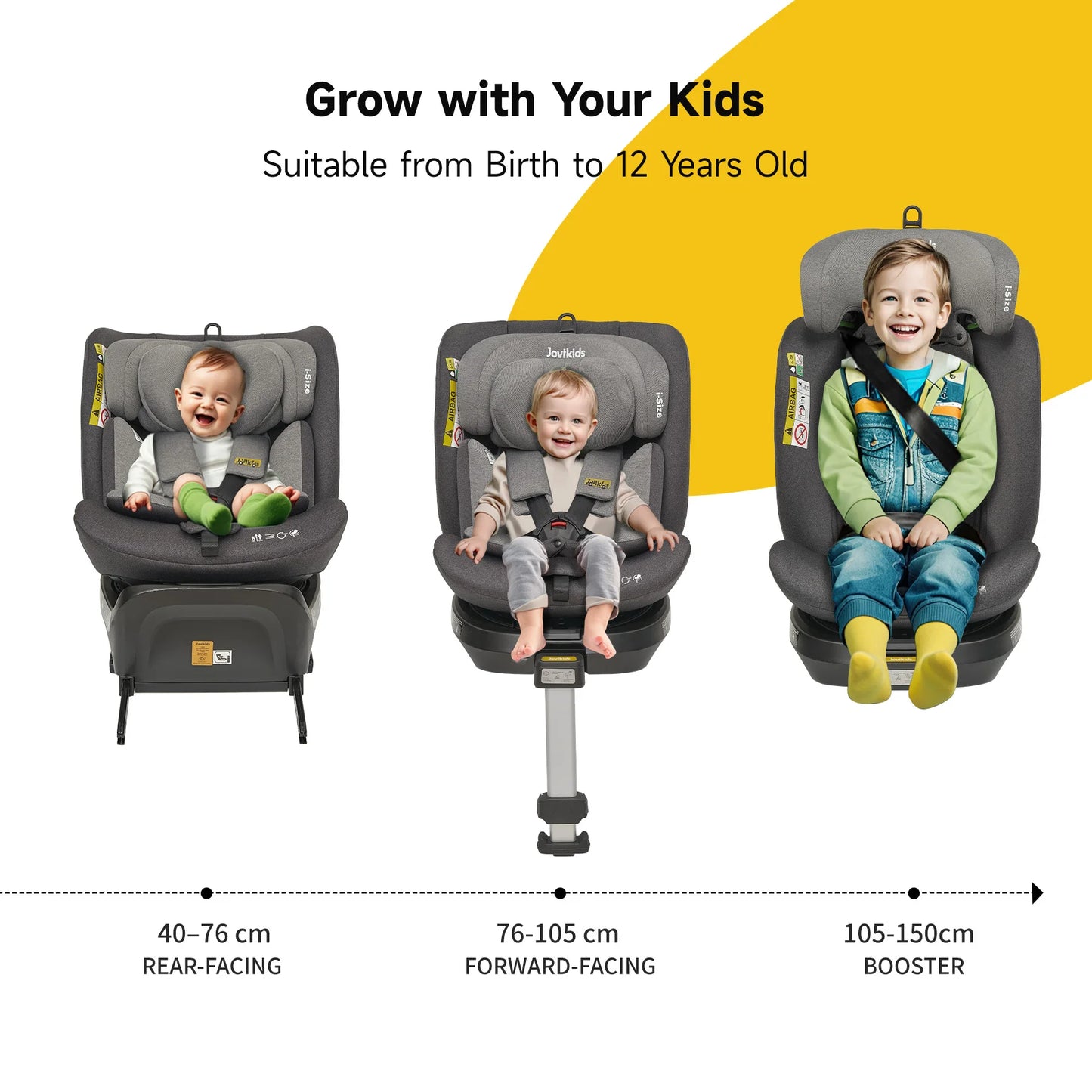 Jovikids Ranger 360° Swivel i-Size Support Leg Baby Car Seat 40-150cm