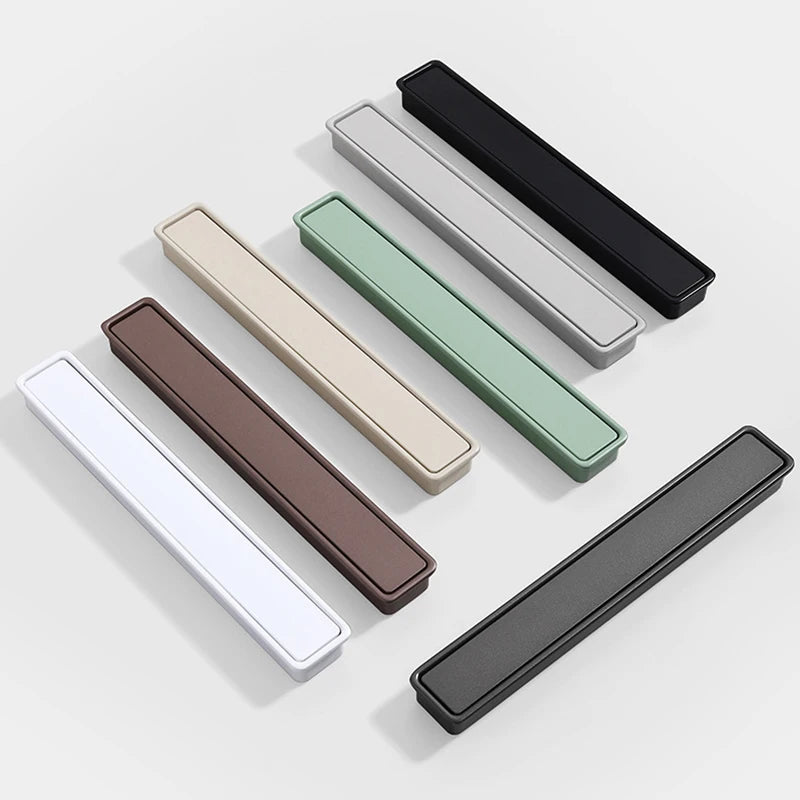 Modern Simple Embedded Kitchen Cabinet Handles Clamshell-type Hidden Handles Black Zinc Alloy Wardrobe Pulls Furniture handles