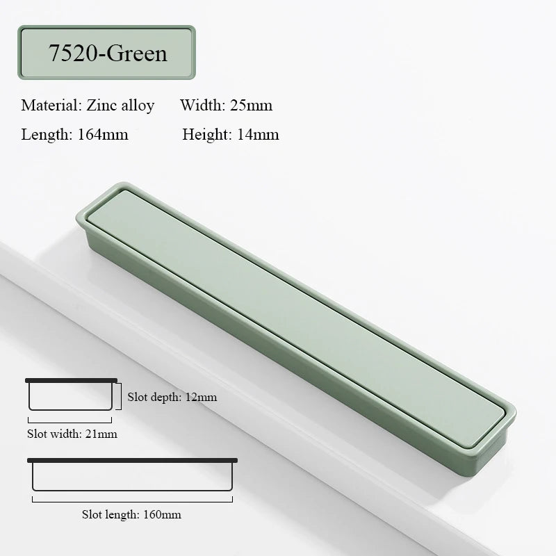 Modern Simple Embedded Kitchen Cabinet Handles Clamshell-type Hidden Handles Black Zinc Alloy Wardrobe Pulls Furniture handles