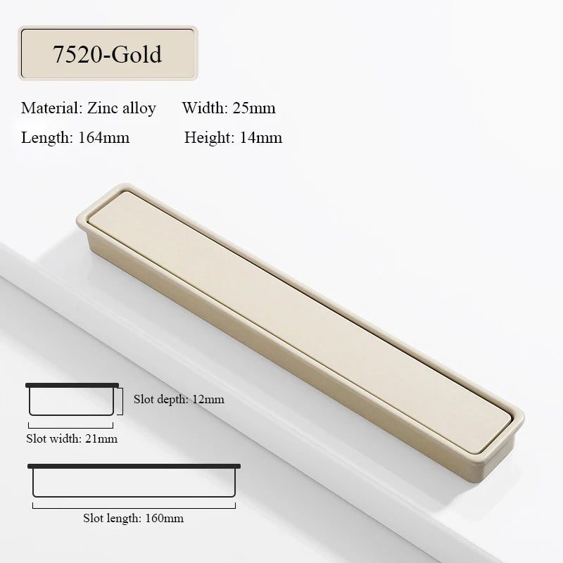 Modern Simple Embedded Kitchen Cabinet Handles Clamshell-type Hidden Handles Black Zinc Alloy Wardrobe Pulls Furniture handles