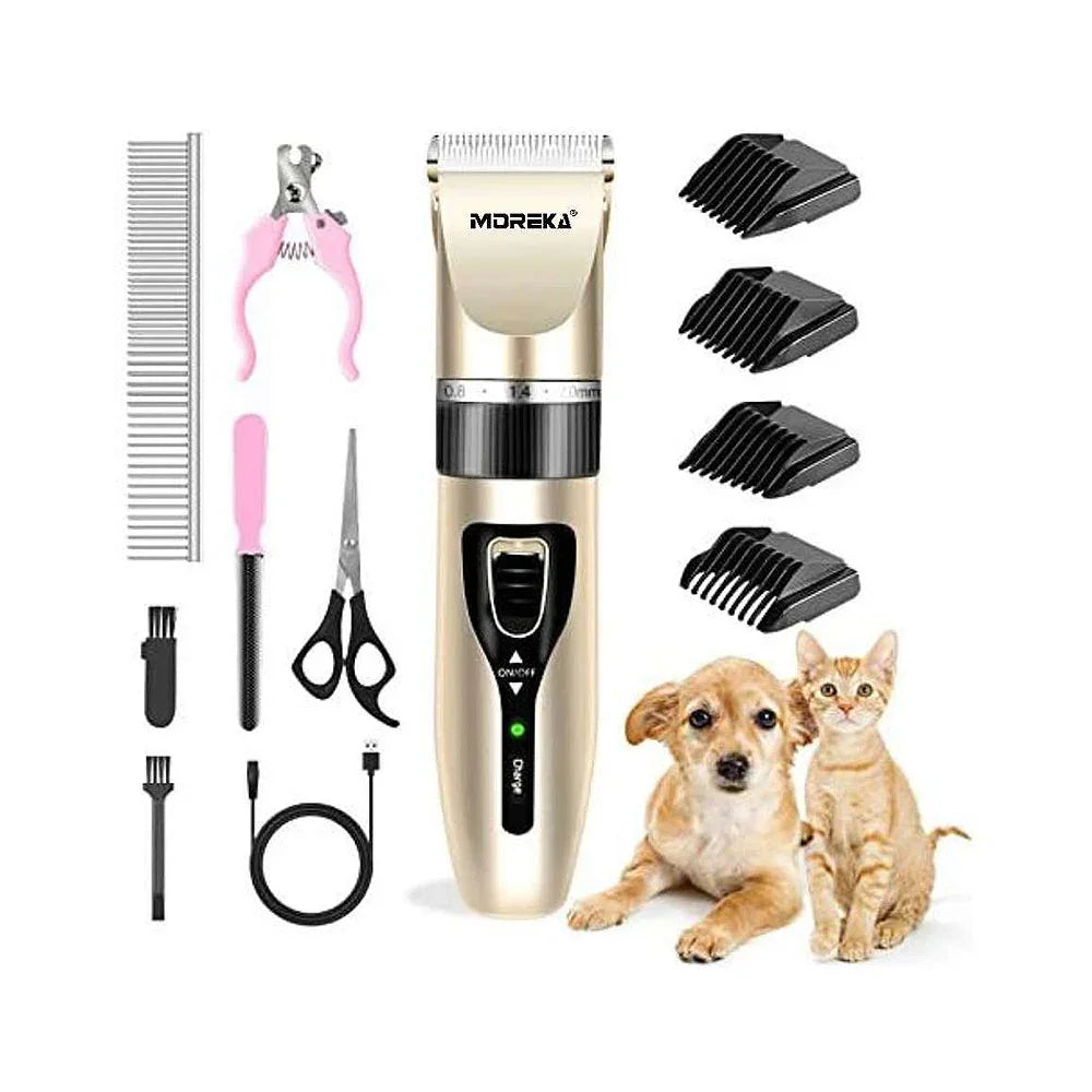 [GD] Professional Pet Grooming Kit with Electric Shaver, 4 Combs, Nail Clippers, Metal Comb, Scissors and