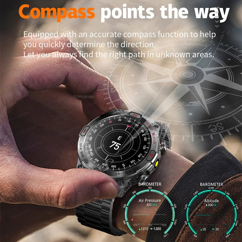 For Huawei Xiaomi New Smart Watch Men 1.43 inch Altitude Compass GPS Sports Tracker Waterproof Watch Bluetooth Call Smartwatchs