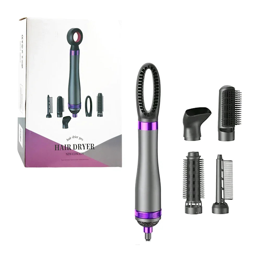 [GD] 1pc Hair Dryer with 6 Interchangeable Heads, Adjustable Power and 110v Power, Variety of Functions /