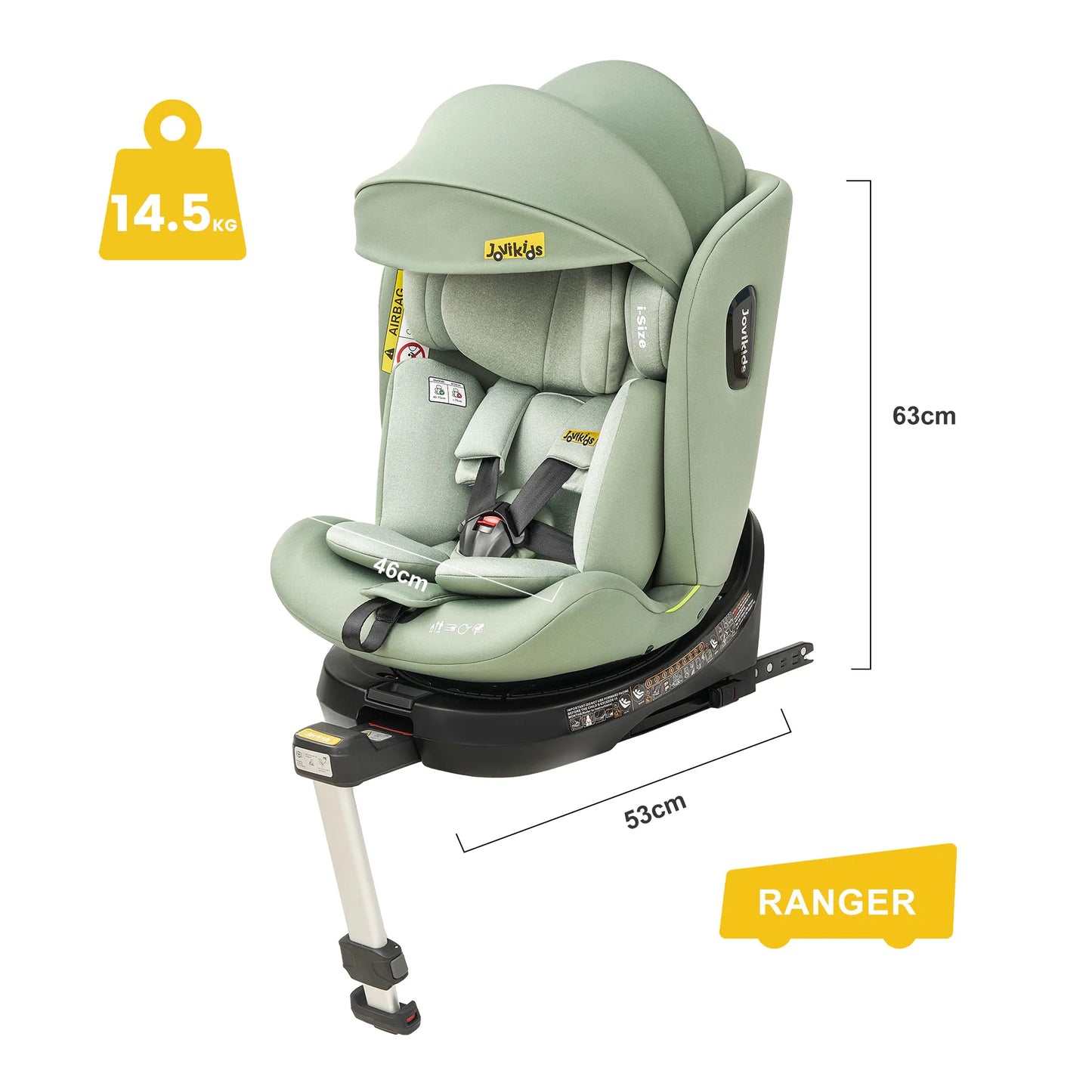 Jovikids Ranger 360° Swivel i-Size Support Leg Baby Car Seat 40-150cm