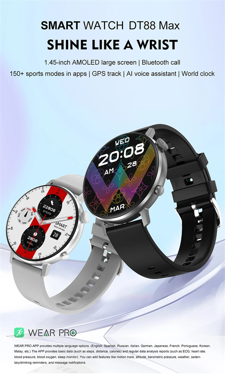 2024 New Smartwatch Women AMOLED HD Screen Always On Display Bluetooth Call IP68 Waterproof NFC Smart Men Watch For Android ios