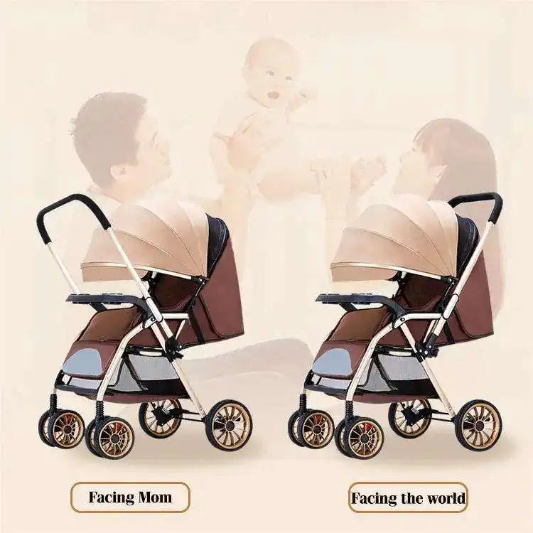 Custom Luxury Baby Stroller with All Terrain Wheels Portable Lightweight Foldable Pram Two Way Sunshade Cover