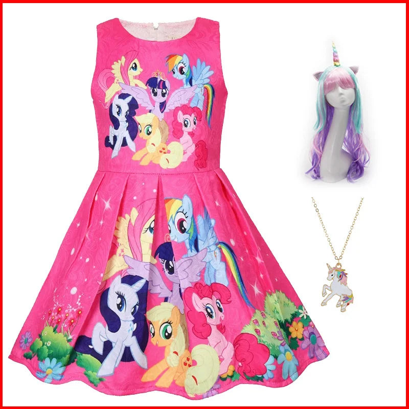 Baby Dresses Cute Elegant Dress Kids Party Christmas Costumes Children's Clothes Princess Pony Dress for Little Girls Unicorn