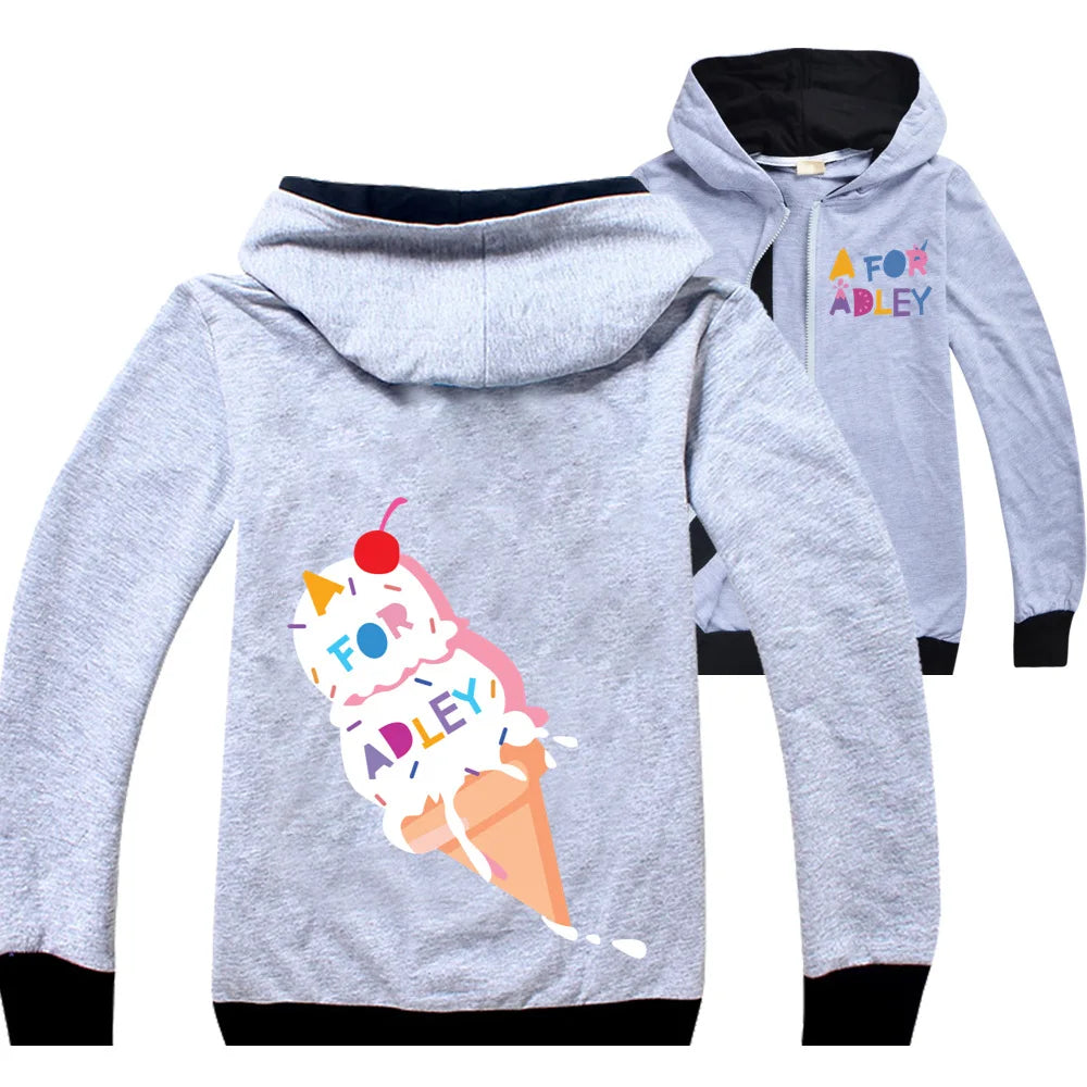 A for Adley Coat Camisa para niños Camiseta para niños Ropa de otoño para niñas pequeñas Suéter con Capucha para niños Chaqueta con Cremallera de Manga Larga para niños