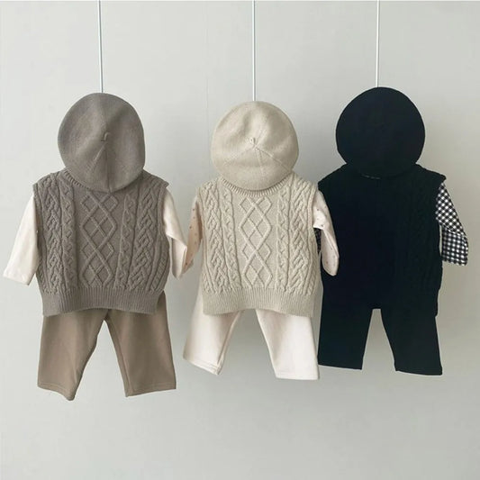 Suéteres sin mangas de punto para niña, chaleco de algodón para niño, abrigo, Tops sólidos, chaleco de punto, jersey para niño de 0 a 3 años