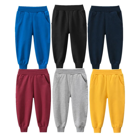 2024 Spring Kids Solid Trousers 100% Cotton Simple and Fashion Long Pants for Boys Girls Autumn Casual Sports Sweatpants