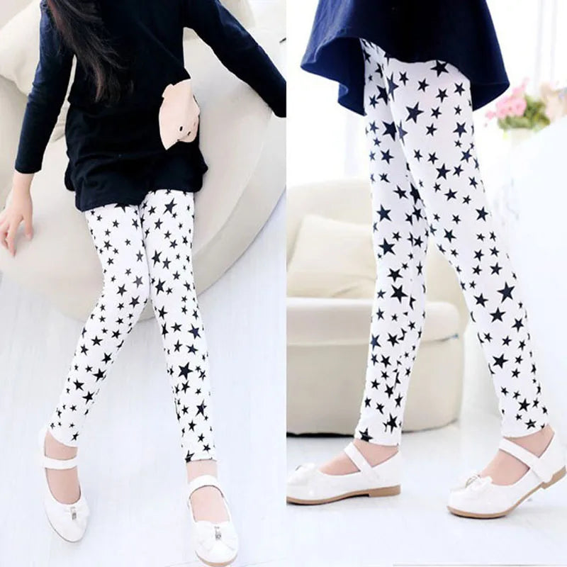 Girls Leggings Stretch Spring Summer Flower Printed Kids Children Pants