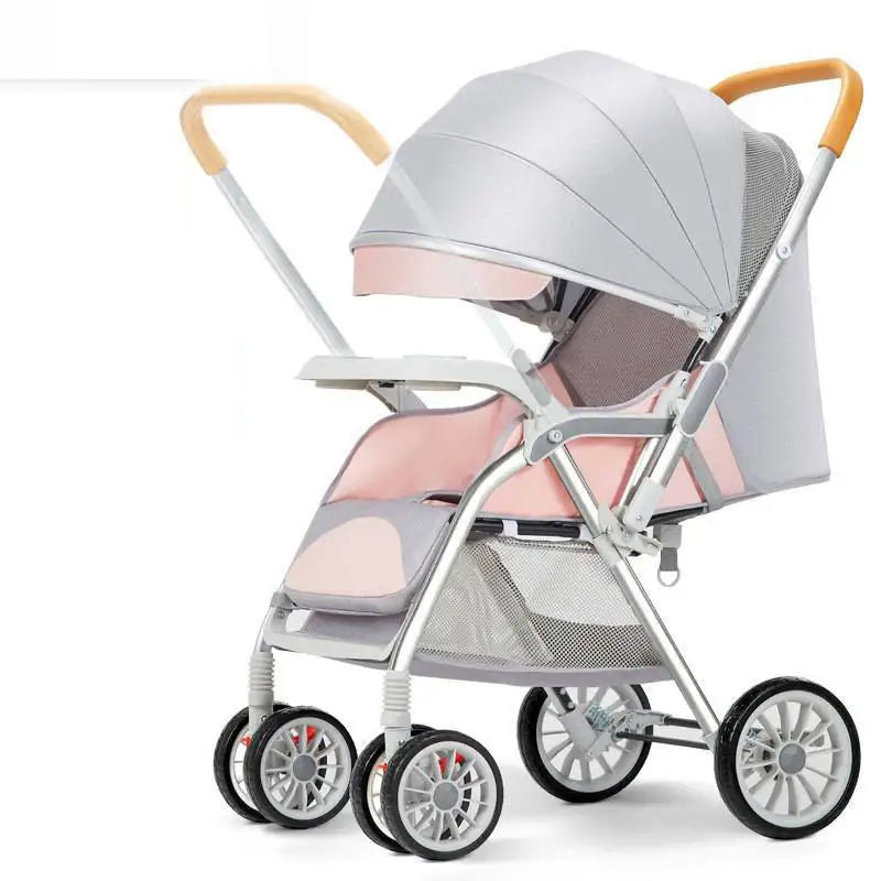 Custom Luxury Baby Stroller with All Terrain Wheels Portable Lightweight Foldable Pram Two Way Sunshade Cover