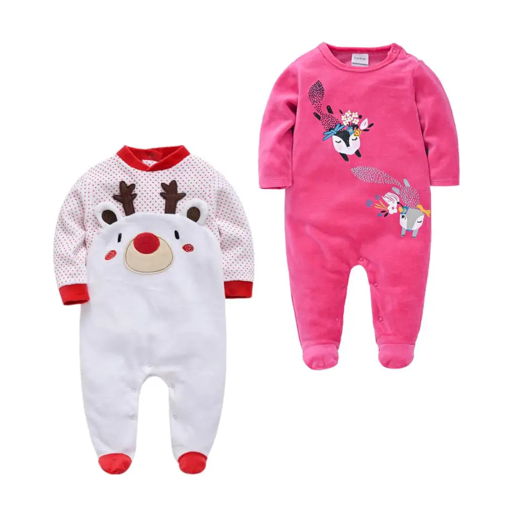 2 uds., pijama para niñas recién nacidas, Pijamas cálidos De invierno con dibujos animados para niños pequeños, Pijamas De bebé