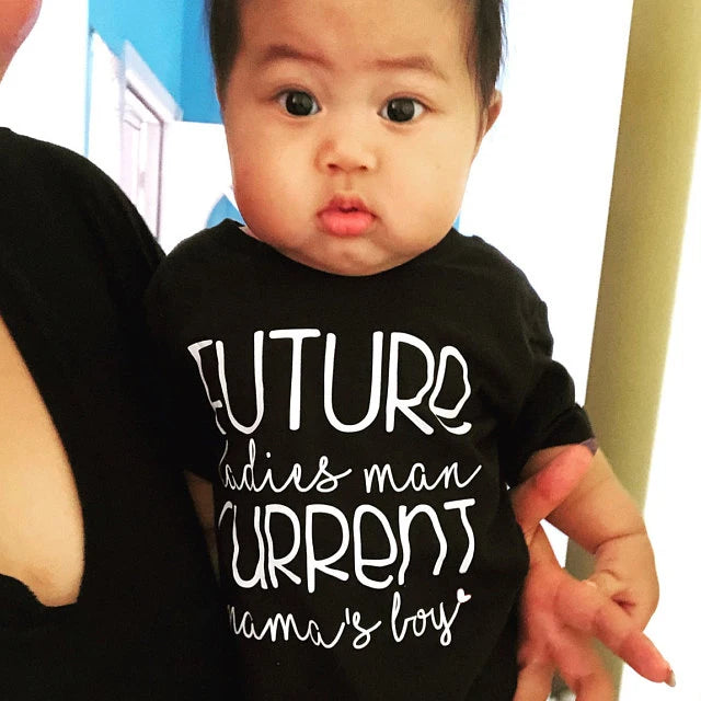 Future Ladies Man Current Mama's Boy Valentine's Day Shirt Toddler Valentines Day T-Shirt Toddler Graphic Tees Shirt Fashion