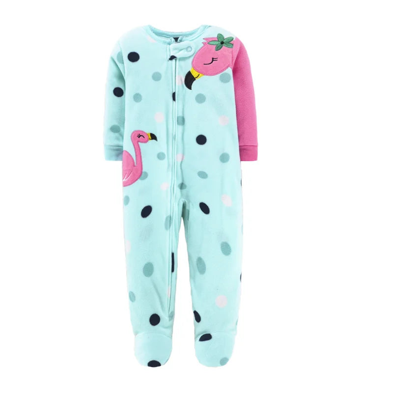 Footed Warm Baby Rompers 2023 Spring Fall Micro Polar Fleece Hot Baby Pajamas jumpsuits Infant baby boy girl sleepwear 0/3-12M