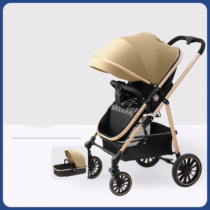 3-in-1 Foldable Baby Stroller Pram Car Sit Lie High Landscape Sleeping Lightweight Aluminum Frame Portable