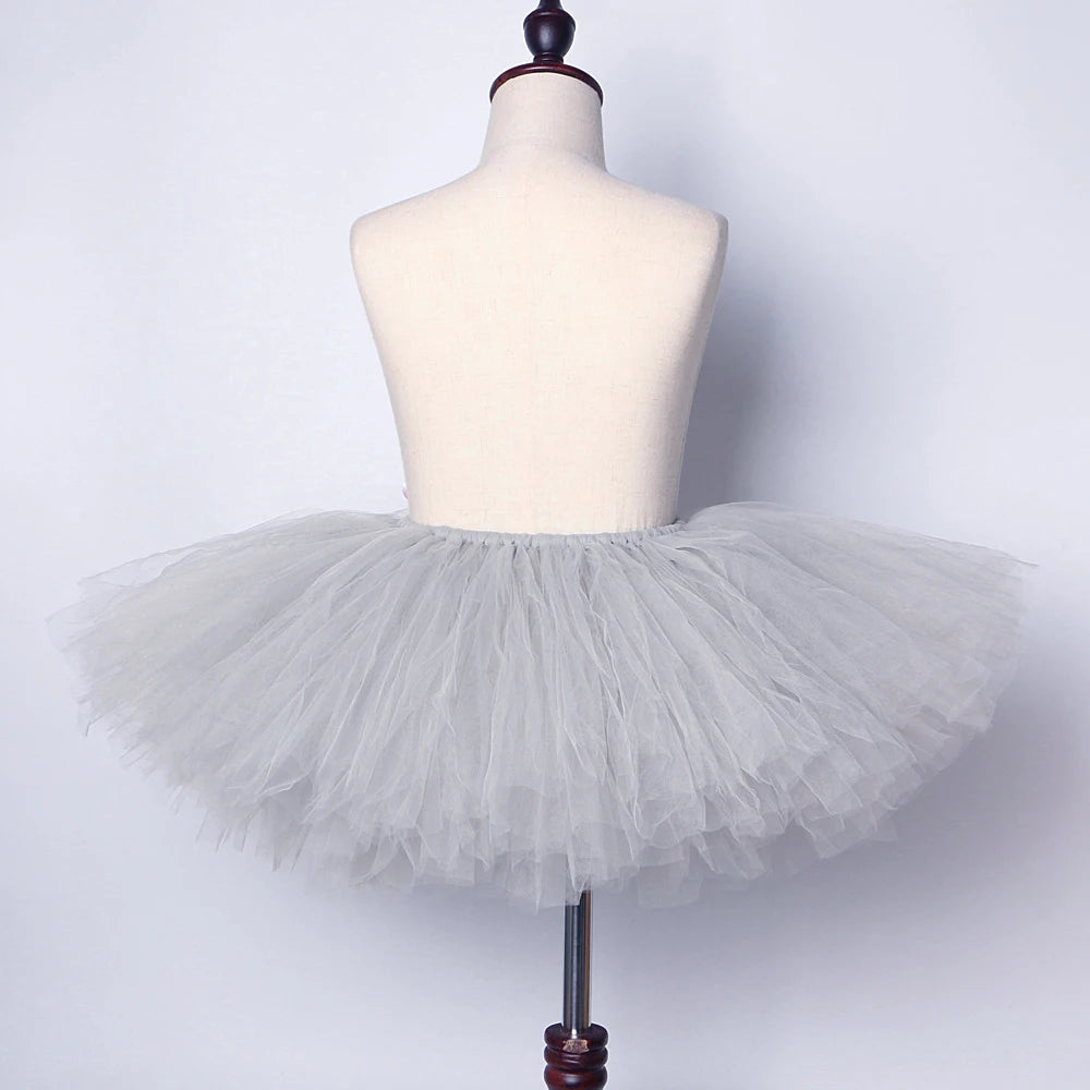 Gray Mouse Tutu Skirt Outfit for Baby Girls Animal Halloween Tutus Costumes for Kids Toddler Shoot Prop Birthday Tulle Skirts