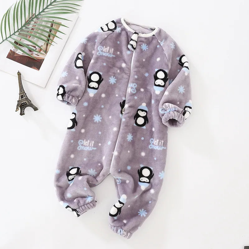 Baby Pajamas For Boys Girls Thick Warm Pajama Autumn Children Flannel Onesies Jumpsuits Winter Kids Cartoon Blanket Sleepwear