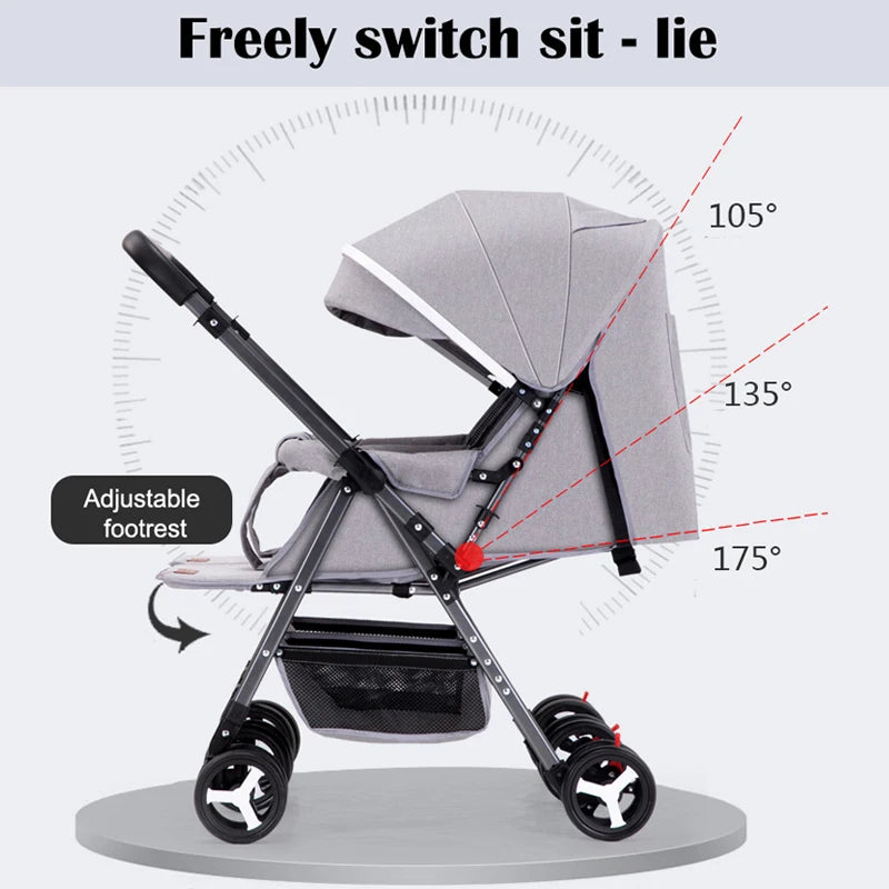 Portable Folding Double Seat Baby Stroller Popular Twin Pram for Two Babies with Sitting and Sleeping Features