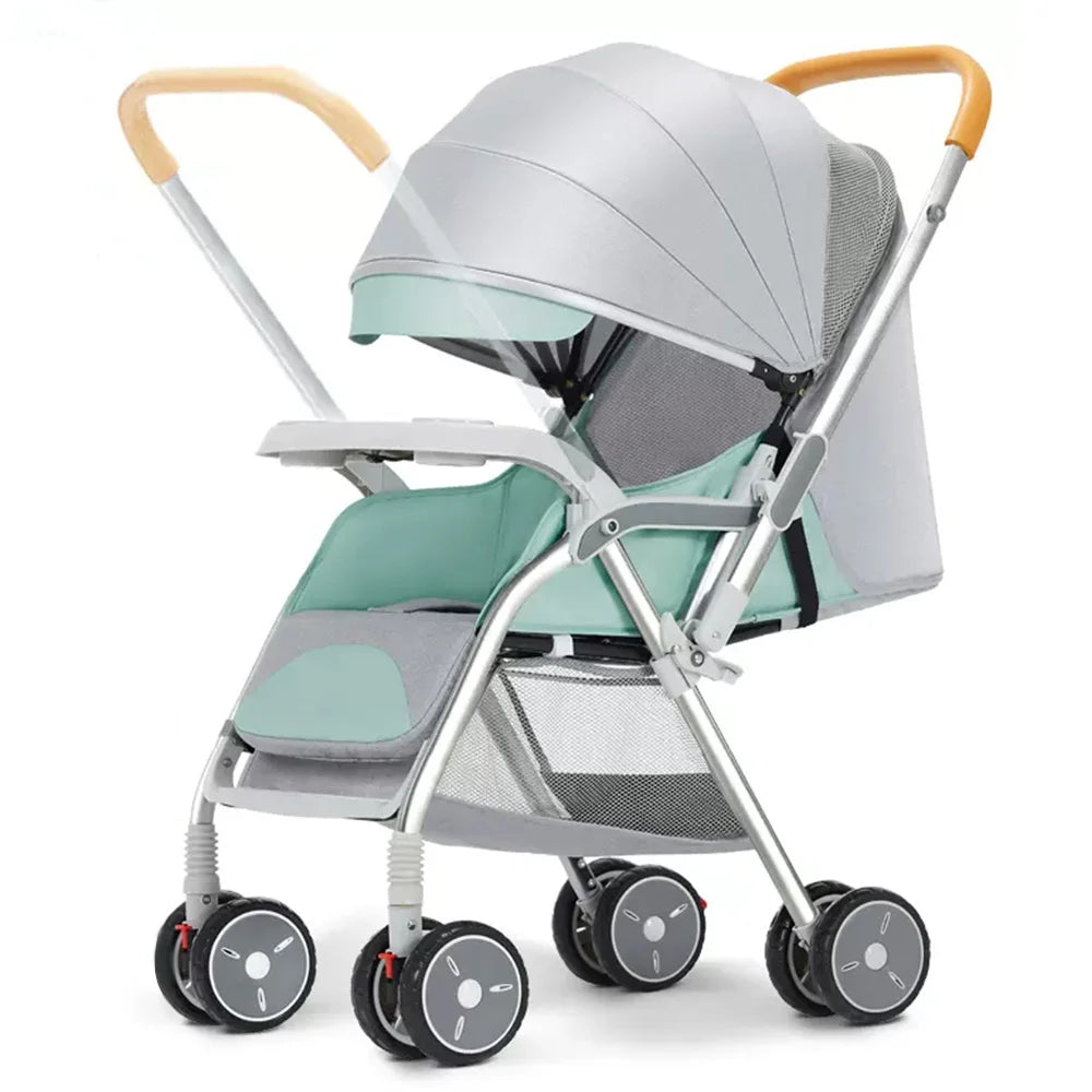 Custom Luxury Baby Stroller with All Terrain Wheels Portable Lightweight Foldable Pram Two Way Sunshade Cover