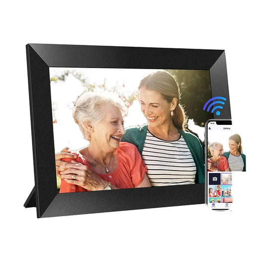 10.1 Inch IPS Touch Screen Digital Photo Frame WiFi Auto-Rotate Slideshow 32GB Storage Video Playback Remote Sharing via Uhale