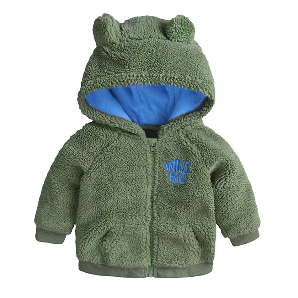 Winter Clothes For Baby Gir New Born Boy Jacket Autumn Solid Cute Ear Warm Soft Lamb Cashmere Coat Pajamas Newborn Costume Twins