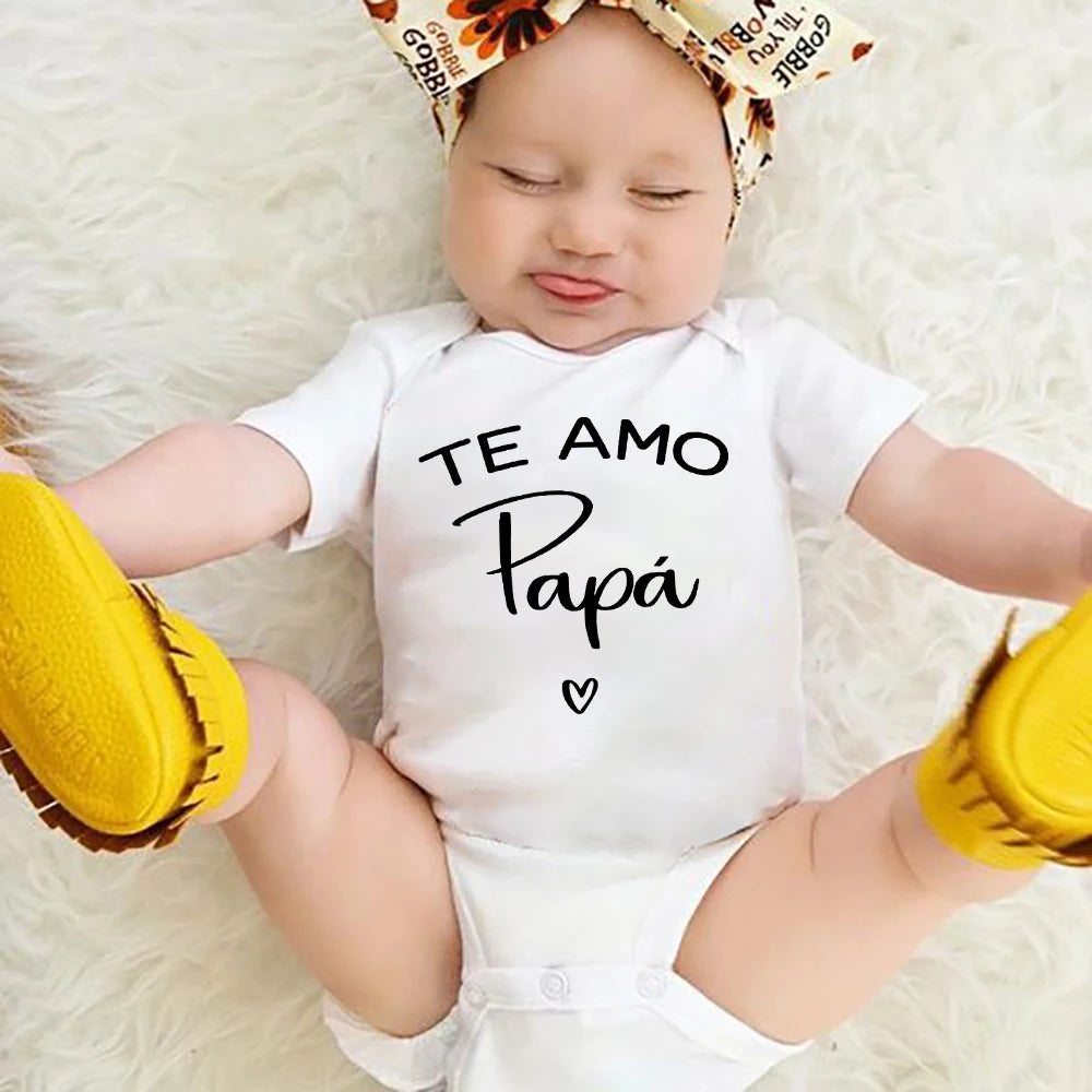 Te amo papá español divertido monos para bebé recién nacido niño niña pantalón corto Casual mono de manga trajes trajes ropa infantil