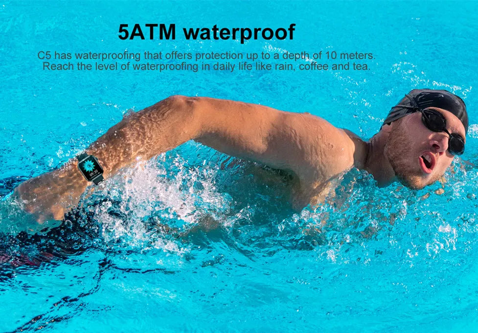 Cubot C5 Smart Watch 1.7"Heart Rate Monitor 10 Sport Modes 5ATM Waterproof Call Message Notification Women Men Sports Smartwatch