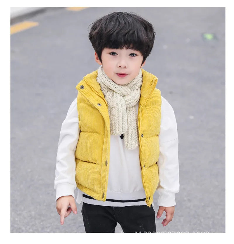 Kids Girls Warm Vest Winter Boys Toddler Corduroy Thicken Waistcoat Kids Baby Outerwear Vest Children Teens Cotton Jackets