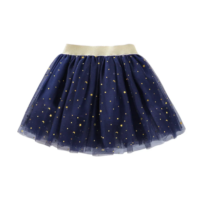 Fashion Toddler Kids Mesh Miniskirts Girls Princess Sequins Stars Glitter Dance Ballet Tulle Tutu Party Girl Elastic Dance Skirt