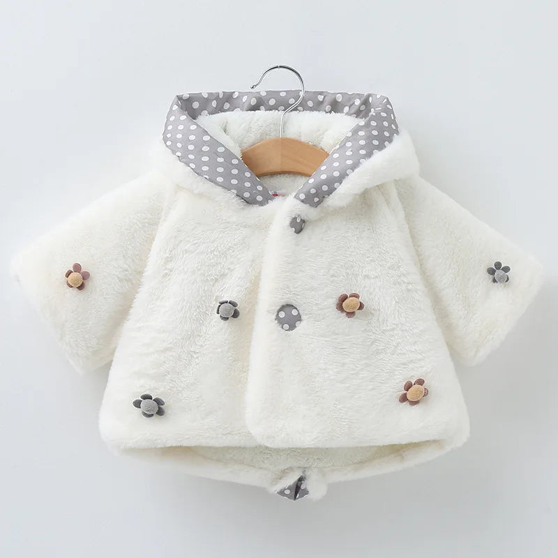 3 6 8 12 18 24 Months Newborn Clothes Autumn Winter Warm Plush Baby Girls Jacket Snowsuit Cute Rabbit Ears Hooded Princess Coats