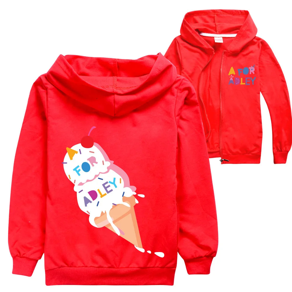 A for Adley Coat Camisa para niños Camiseta para niños Ropa de otoño para niñas pequeñas Suéter con Capucha para niños Chaqueta con Cremallera de Manga Larga para niños