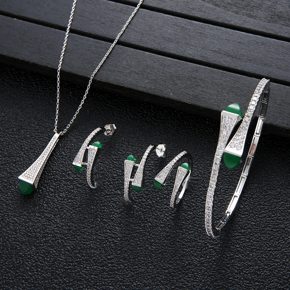NEW Famous Brand 4pcs Waterdrop Jewelry Sets For Women Wedding Party Cubic Zircon High End Craft Dubai Bridal Jewelry Set