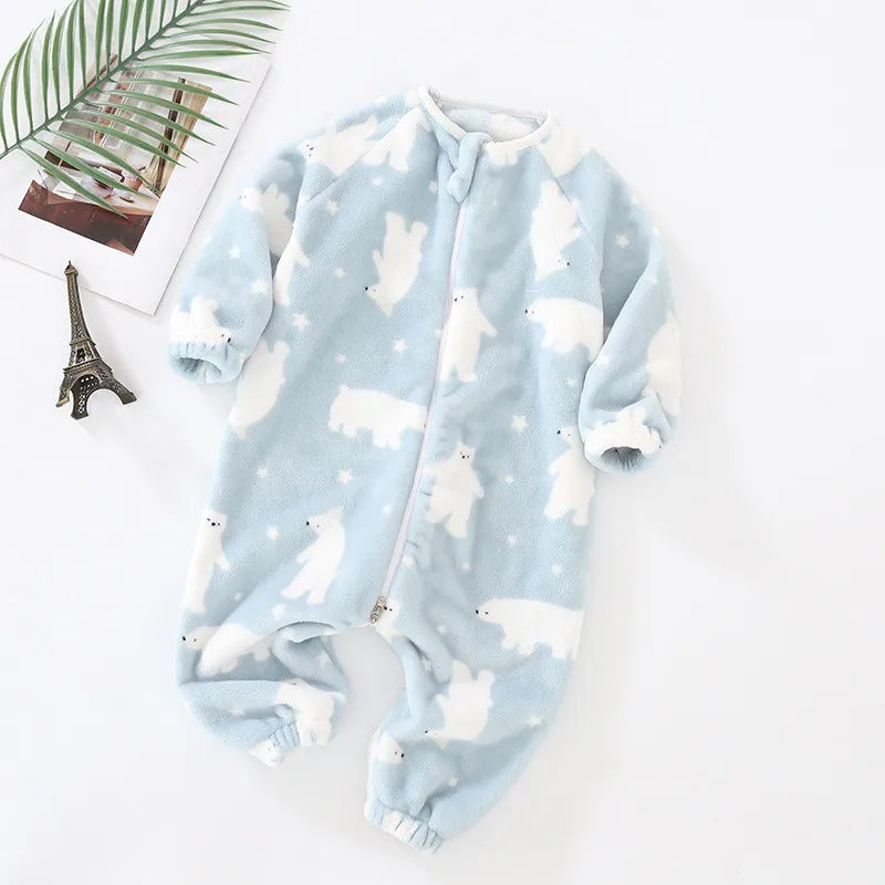 Baby Pajamas For Boys Girls Thick Warm Pajama Autumn Children Flannel Onesies Jumpsuits Winter Kids Cartoon Blanket Sleepwear