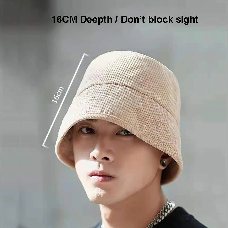 Big Size XL Bucket Hat for Men Autumn Winter Corduroy Bob Hip Hop Panama Street Dance Hat Bad Boy Cap Outdoor Large Fashion Hats