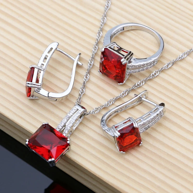 Cute 925 Sterling Silver Jewelry White CZ Beads Jewelry Sets For Women Wedding Earrings/Pendant/Necklace/Rings