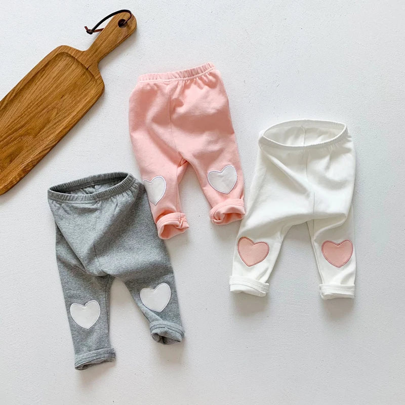 Casual lovely newborn Baby boys girls Pants Toddler children Trousers heart soft Costumes Long Cotton Infant Clothes