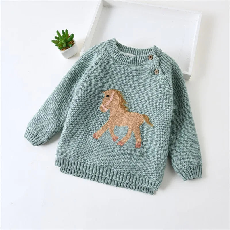 IENENS Kids Boys Girls Sweaters Clothes Baby Toddler Warm Sweater Coats Children Cartoon Thicken Tops Wool Pullovers Clothing