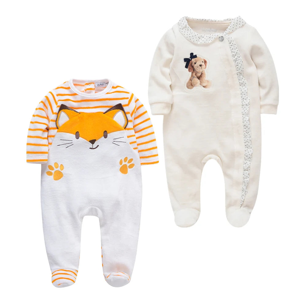 Christmas Autumn Baby Girls Clothing Cute Newborn Onesie Soft Fleece Rompers 0-24m Infant Jumpsuit Baby Cartoon Costumes Pajamas