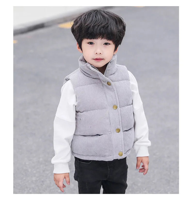 Kids Girls Warm Vest Winter Boys Toddler Corduroy Thicken Waistcoat Kids Baby Outerwear Vest Children Teens Cotton Jackets