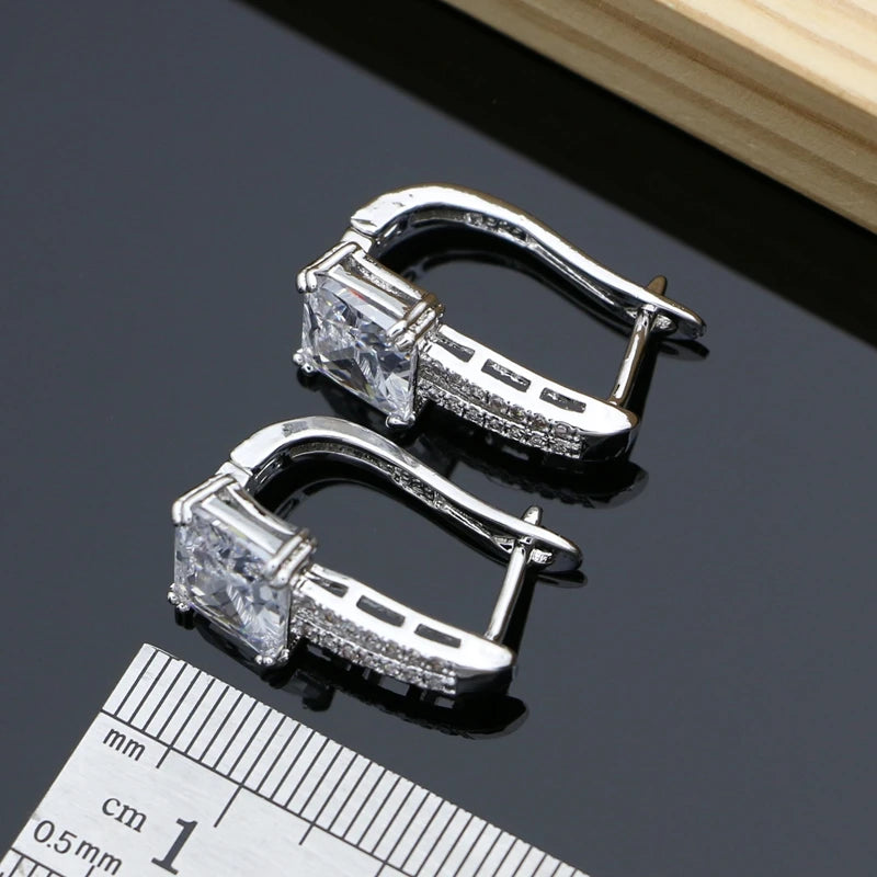 Cute 925 Sterling Silver Jewelry White CZ Beads Jewelry Sets For Women Wedding Earrings/Pendant/Necklace/Rings