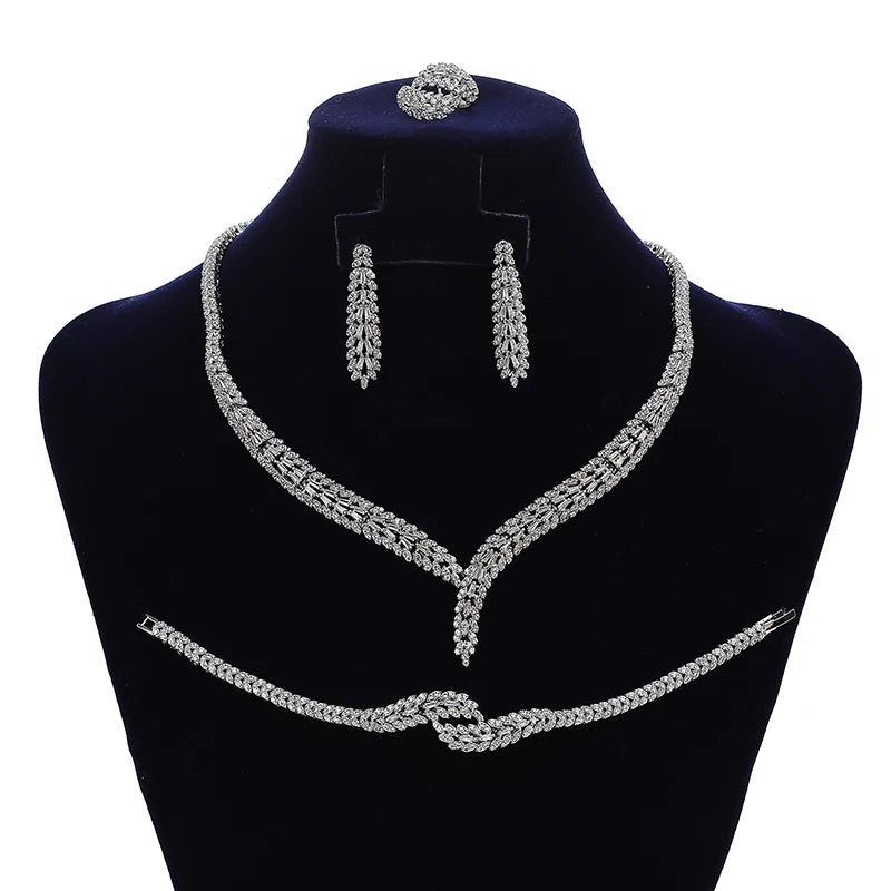 Jewelry Sets HADIYANA Elegant Trendy Birdal Necklace Earring Ring And Bracelet Set Women High Quality CN1805 Conjunto De Joyas
