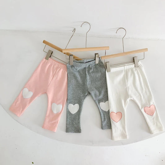 Casual lovely newborn Baby boys girls Pants Toddler children Trousers heart soft Costumes Long Cotton Infant Clothes