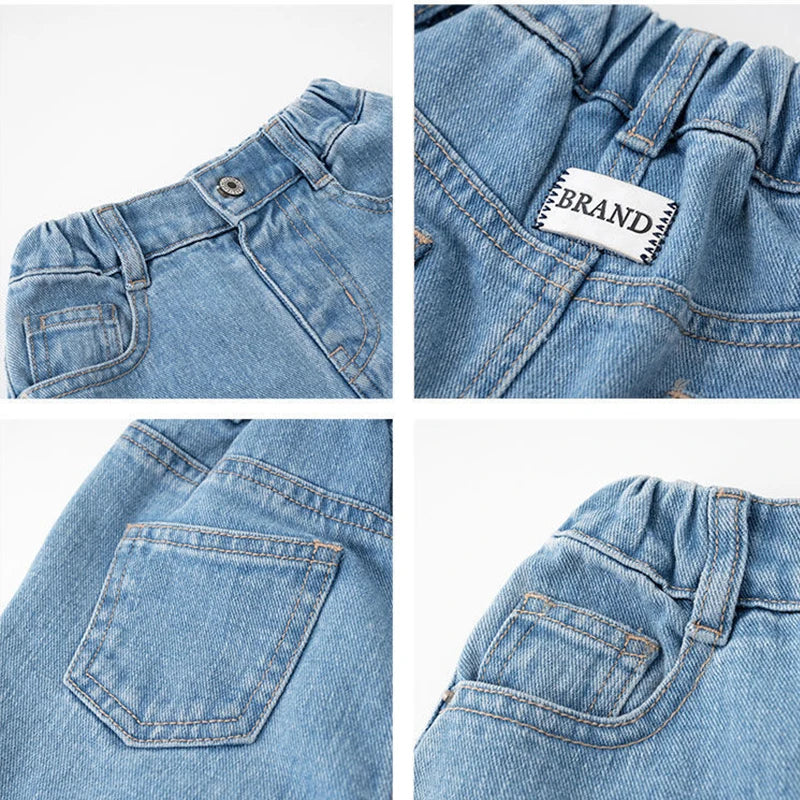 New Shorts Denim Thin Short Trousers Children Short Jeans Kids Baby Stretch Boardshorts Boy Summer Shorts Staright Jeans