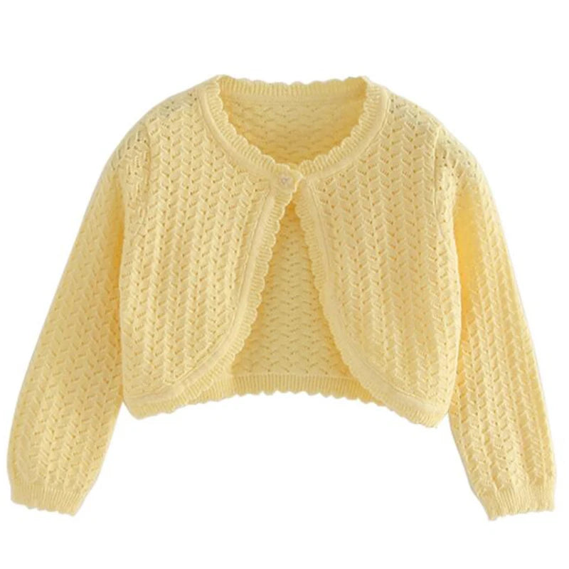 Girls Autumn Knit Cardigan Cotton Bolero Baby Child Sweater Shawl Cardigan Casual Solid Knit Long Sleeve Jacket Shrug Sweaters