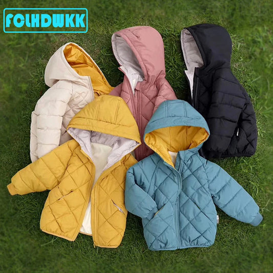 Kids Girls Boys Autumn Winter Jackets Coat New Children Down Padded Baby Jacket Plus Velvet Warm Cotton Jacket Boy Clothes