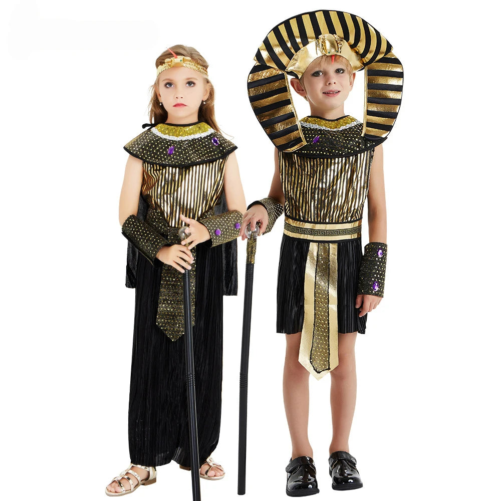 Umorden Halloween Costumes Boy Girl Ancient Egypt Egyptian Pharaoh Cleopatra Prince Princess Costume for Children Kids Cosplay