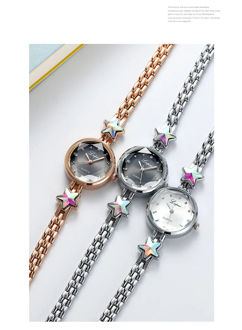 Women's Watches Star Bracelet Set Luxury Ladies Wristwatch Gift Steel Quartz Watch For Woman Rhinestone Clock New zegarek damski