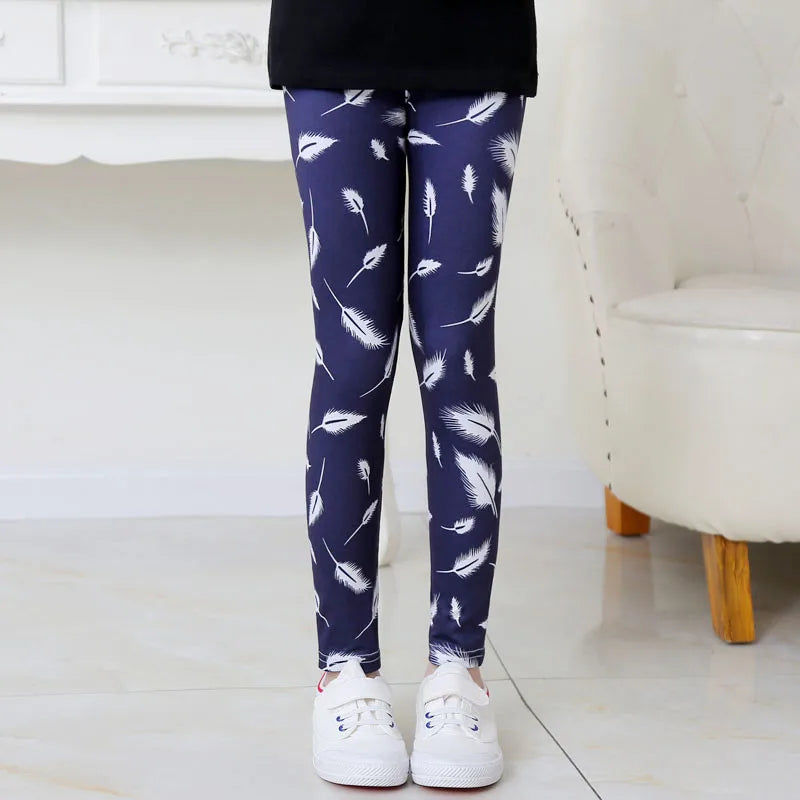 Girls Leggings Stretch Spring Summer Flower Printed Kids Children Pants